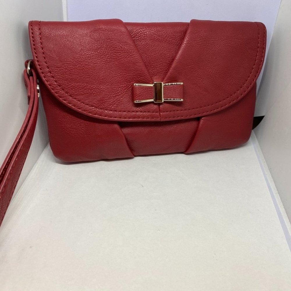 Elle ~ Envelope Style Red Small Clutch Wrist Purse